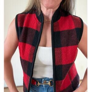 Vintage Buffalo Check Wool Women S Vest Hiking Equestrian Aesthetic Limited